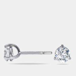 1.00 cts Round Brilliant Cut 18k White Gold Lab Grown Diamonds Solitaire Stud Earrings