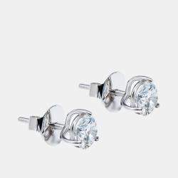 Pre Owned 2.00 cts Round Brilliant Cut 18k White Gold Lab Grown Diamonds Solitaire Stud Earrings
