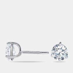 Pre Owned 2.00 cts Round Brilliant Cut 18k White Gold Lab Grown Diamonds Solitaire Stud Earrings