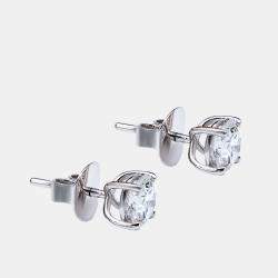 2.18 cts Round Brilliant Cut 18k White Gold Lab Grown Diamond Solitaire Stud Earrings
