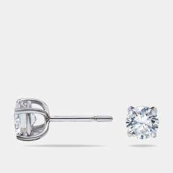 2.18 cts Round Brilliant Cut 18k White Gold Lab Grown Diamond Solitaire Stud Earrings