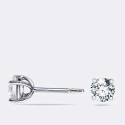Pre Owned 1.11 cts Round Brilliant Cut 18k White Gold Lab Grown Diamonds Solitaire Stud Earrings
