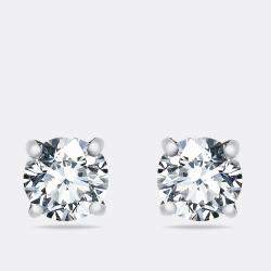 Pre Owned 1.11 cts Round Brilliant Cut 18k White Gold Lab Grown Diamonds Solitaire Stud Earrings