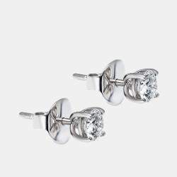 Pre Owned 1.11 cts Round Brilliant Cut 18k White Gold Lab Grown Diamonds Solitaire Stud Earrings