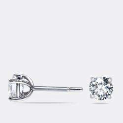 Pre Owned 0.67 cts Round Brilliant Cut 18k White Gold Lab Grown Diamonds Solitaire Stud Earrings
