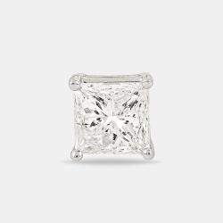 3.68 cts Princess Cut 18k White Gold Diamond Solitaire Earrings