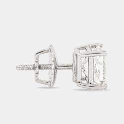 3.68 cts Princess Cut 18k White Gold Diamond Solitaire Earrings