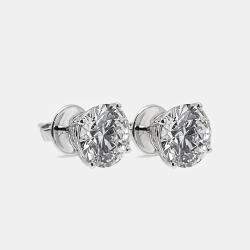 مملوكة مسبقًا 8.00 cts Round Brilliant Cut 18k White Gold Lab Grown Diamonds Solitaire Stud Earrings