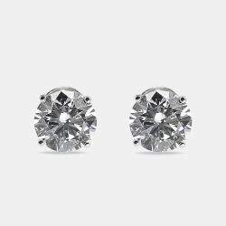 مملوكة مسبقًا 8.00 cts Round Brilliant Cut 18k White Gold Lab Grown Diamonds Solitaire Stud Earrings