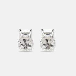 6.00 cts Emerald Cut 18k White Gold Lab Grown Diamonds Solitaire Stud Earrings