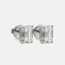 6.00 cts Emerald Cut 18k White Gold Lab Grown Diamonds Solitaire Stud Earrings