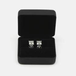 6.00 cts Princess Cut 18k White Gold Lab Grown Diamonds Solitaire Stud Earrings