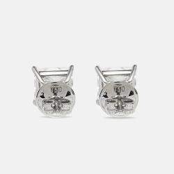 6.00 cts Princess Cut 18k White Gold Lab Grown Diamonds Solitaire Stud Earrings