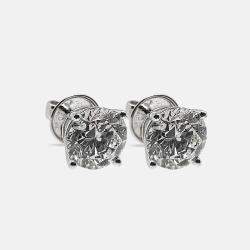 مملوكة مسبقًا 6.00 cts Round Brilliant Cut 18k White Gold Lab Grown Diamonds Solitaire Stud Earrings