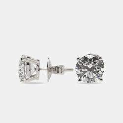 مملوكة مسبقًا 6.00 cts Round Brilliant Cut 18k White Gold Lab Grown Diamonds Solitaire Stud Earrings