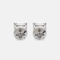 Pre Owned 6.00 cts Cushion Brilliant Cut 18k White Gold Lab Grown Diamonds Solitaire Stud Earrings