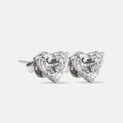 Pre Owned 6.00 cts Heart Brilliant Cut 18k White Gold Lab Grown Diamonds Solitaire Stud Earrings
