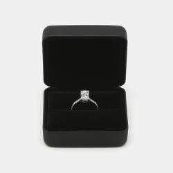 2.40 cts 18k White Gold Emerald Cut; Round Brilliant Lab Grown Diamonds Ring Size 52
