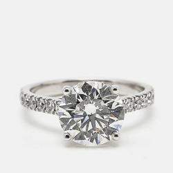 Pre Owned 3.50 cts 18k White Gold Round Brilliant Lab Grown Diamonds Ring Size 52