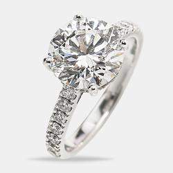 Pre Owned 3.50 cts 18k White Gold Round Brilliant Lab Grown Diamonds Ring Size 52