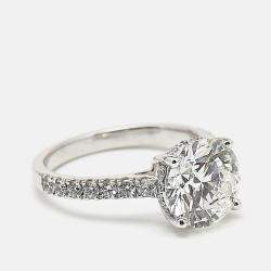 Pre Owned 3.50 cts 18k White Gold Round Brilliant Lab Grown Diamonds Ring Size 52