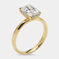 2.15 cts 18k Yellow Gold Radiant Cut Round Brilliant Lab Grown Diamonds Ring Size 52