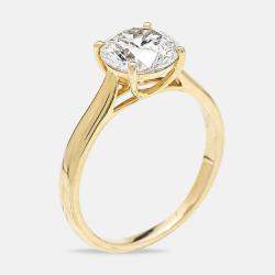 Pre Owned 2.00 cts Round Brilliant Cut 18k Yellow Gold Lab Grown Diamonds Ring Size 52