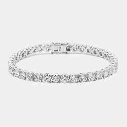 Pre Owned 11 cts Round Brilliant Cut 18k White Gold Lab Grown Diamonds Tennis Bracelet