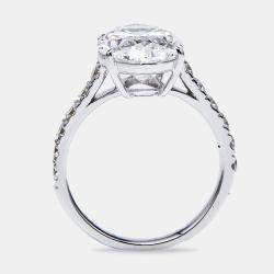 5.65 cts Oval Round 18k White Gold Lab Grown Diamond Ring Size 52
