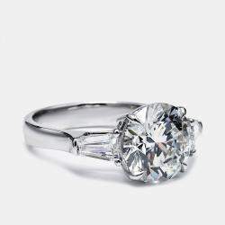 3.70 cts Round Baguette 18k White Gold Lab Grown Diamond Ring Size 52