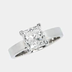 2.00 cts Princess Cut Lab Grown Diamond 18k White Gold Ring Size 52