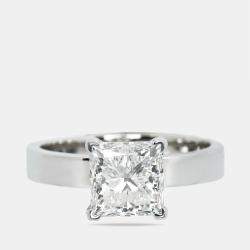 2.00 cts Princess Cut Lab Grown Diamond 18k White Gold Ring Size 52