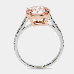 3.40 cts Pink Round Lab Grown Diamond 18k Two Tone Gold Ring Size 52