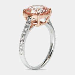 3.40 cts Pink Round Lab Grown Diamond 18k Two Tone Gold Ring Size 52