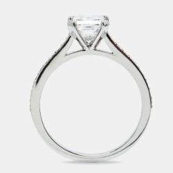 2.40 cts Princess and Round Lab Grown Diamond 18k White Gold Ring Size 57