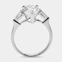 Pre Owned 3.50 cts Pear Brilliant Lab Grown Diamond 18k White Gold Ring Size 52