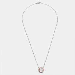 6.00 cts Pink Octagonal Step Cut 18k White Gold Chain Necklace