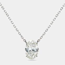 3.00 cts Oval Brilliant Lab Grown Diamond 18k White Gold Chain Necklace