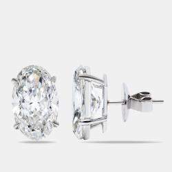 10.00 cts Oval Brilliant Cut Lab Grown Diamond 18k White Gold Earrings
