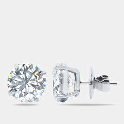 10.00 cts Round Brilliant Cut Lab Grown Diamond 18k White Gold Earrings