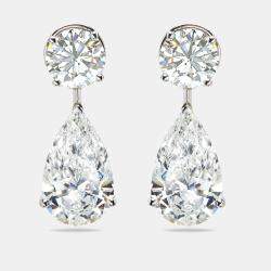 مملوكة مس بقًا 8.00 cts Round and Pear Cut Lab Grown Diamond 18k White Gold Earrings