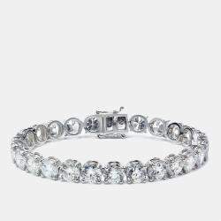 25.00 cts Round Brilliant Cut Lab Grown Diamond 18k White Gold Tennis Bracelet