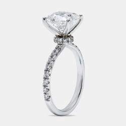 3.50 cts Cushion Round Cut 18k White Gold Lab Grown Diamonds Ring Size 52