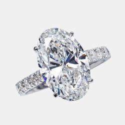 Pre Owned 5.65 cts Oval Round 18k White Gold Lab Grown Diamond Ring Size 52