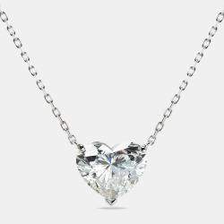 3.00 cts Heart Briliant Lab Grown Diamond 18k White Gold Chain Necklace