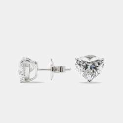 6.00 cts Heart Brilliant Cut 18k White Gold Lab Grown Diamonds Solitaire Stud Earrings
