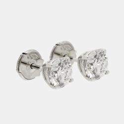 2.00 cts Round Brilliant Cut 18k White Gold Lab Grown Diamonds Solitaire Stud Earrings