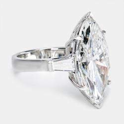 Pre Owned 11.00 cts Marquise and Tapper Lab Grown Diamond 18k White Gold Ring Size 52