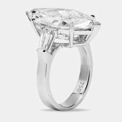 Pre Owned 11.00 cts Marquise and Tapper Lab Grown Diamond 18k White Gold Ring Size 52