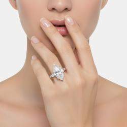 مملوكة مسبقًا خاتم ماس مُصنَّع في المختبر بوزن 11.00 قيراط بقطع ماريك وألتكي من الذهب الأبيض عيار 18 بحجم 52.